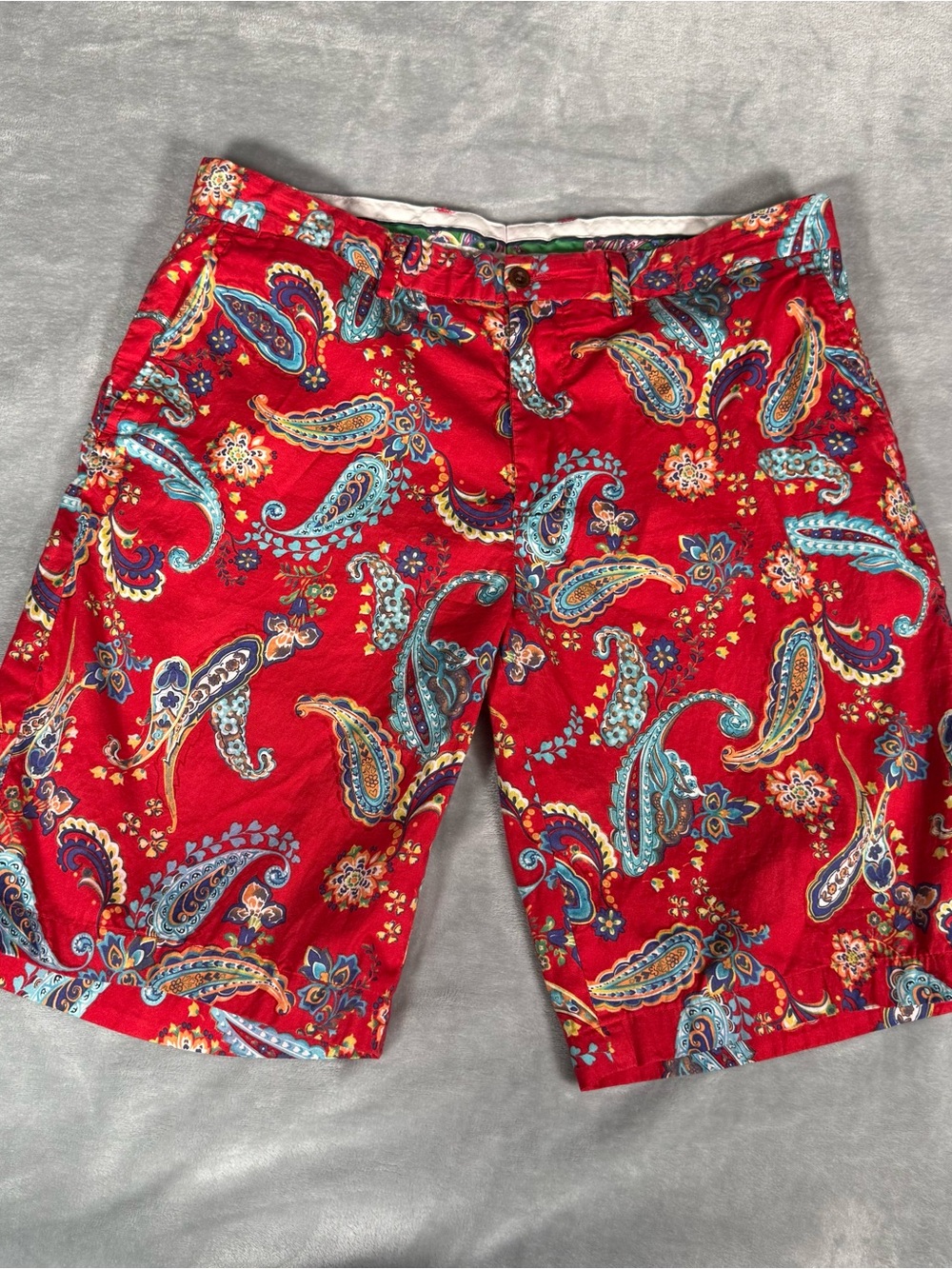 Polo Ralph Lauren Paisley Chino Shorts Mens 34 10” Colorful Preppy Red